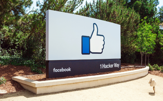 The sign outside the main entrance to Facebook HQ